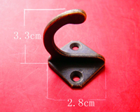 Крючок одинарный на два отверстия №4, цвет бронза, 1 шт