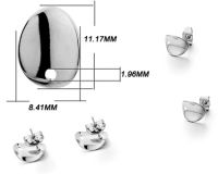 Швензы пусеты, нержавейка с держателем для подвесок, ОВАЛ, размер 11х8 мм, пара