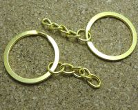 Кольцо для ключей ( основа для брелока) с цепочкой, цвет золото, 32 мм, ОБК-10, 1 шт
