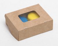 Коробочка с прозрачной вставкой 10*8*3,5 см, цвет крафт, 1 шт