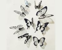 Бабочка наклейка черно-белая, 7-5 см,  1 шт