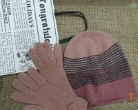 Комплект шапка бини и перчатки из итальянского мериноса