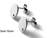 Швензы пусеты, нержавейка с держателем для подвесок, КРУГ, размер 10 мм, пара