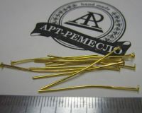 Штифты для бижутерии гвоздики, цвет золото, 35*0,7 мм, 50 шт